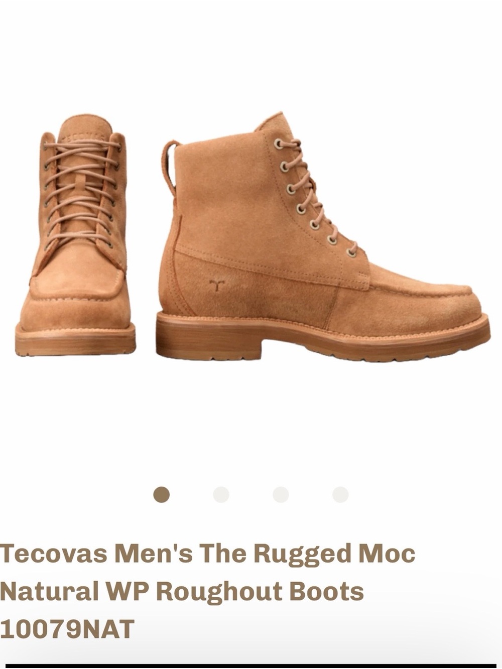 Tecovas Natural Roughout Moc Lace-Up Boots
